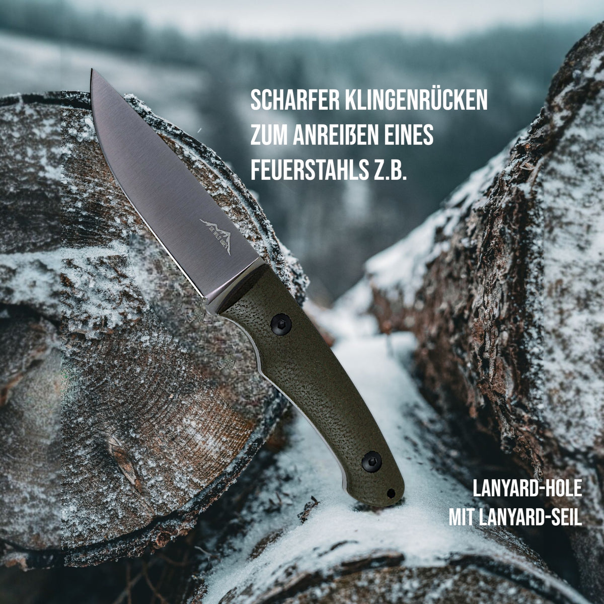 Outdoor Messer Survival - Jagdmesser Feststehende Klinge - Tyr