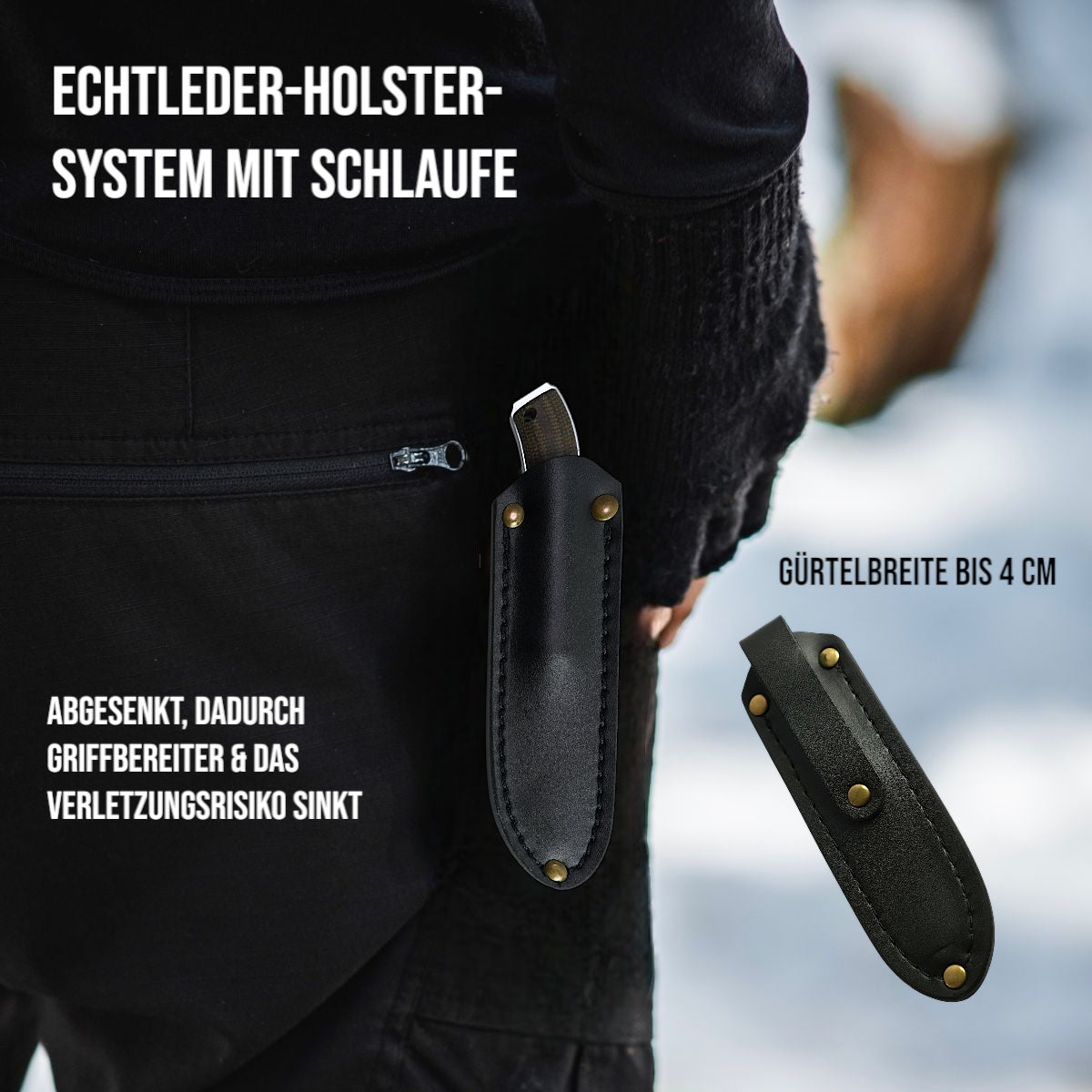 Wieland Jagdmesser – Feste 440C Klinge, Micarta Griff & Lederholster – EDC Outdoor Messer